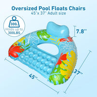 SEETOHOME 3 pack inflatable pool float chairs for adults in blue, green and pink - view 3