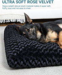 KSIIA Washable Dog Bed Medium Size Dog Crate Bed Plush Pet Mat - Black / 47.0"L x 29.0"W x 4.0"Th - image 2