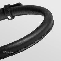 CollarDirect Rolled Leather Dog Collar, Soft Padded Round Puppy Collar, Handmade Genuine Leather Collar Dog Small Large Cat Collars 13 Colors (11-14 Inch, Black Textured)