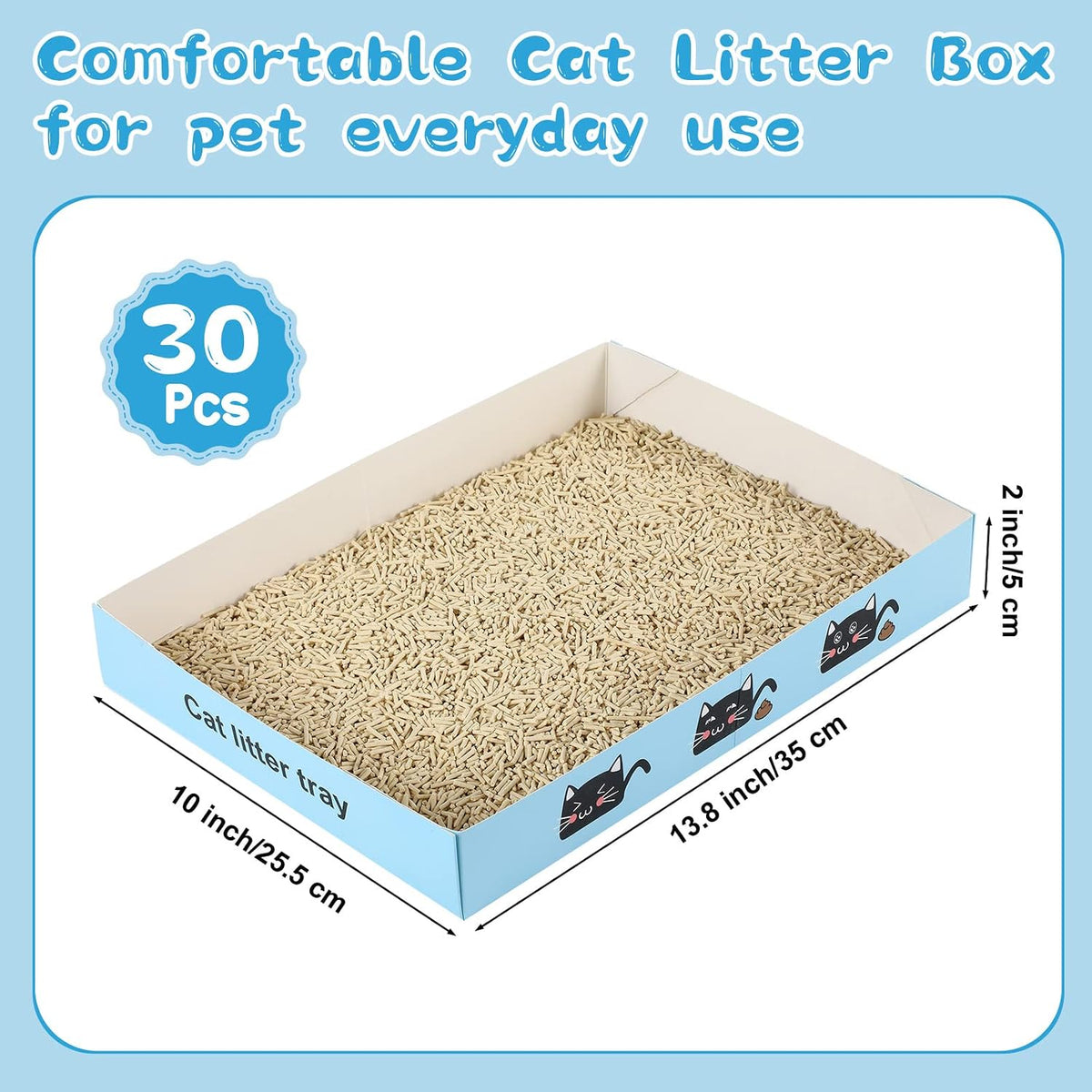 Amyhill 30 Pack Disposable Cat Litter Box Paper Pet Trays - Blue - image 2