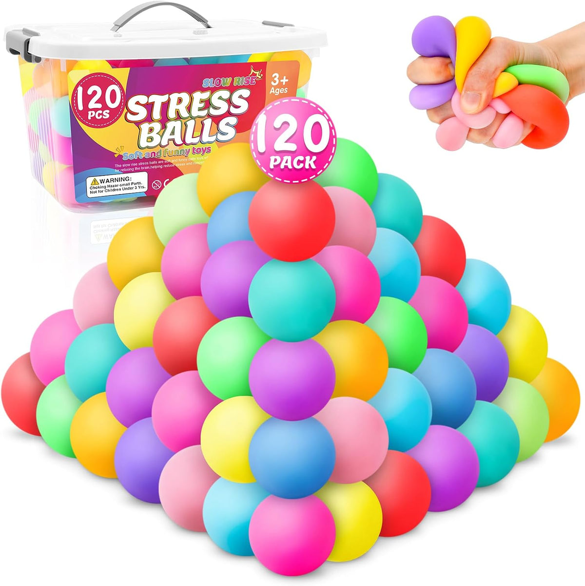 VISCOO 12 Pack Slow Rising Stress Cube - 1.6 in 120 Packs - 12 Colors