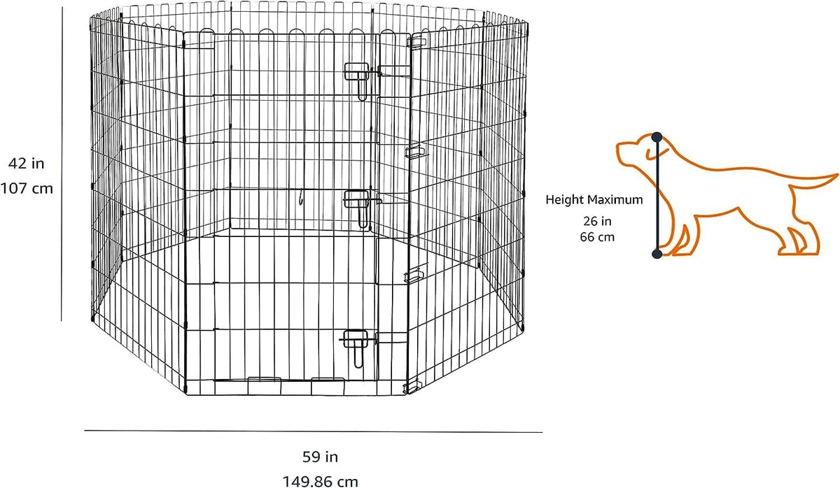 Amazon Basics Portable Foldable Octagonal Metal Exercise Dog Playpen - Single Door / 42"H - image 2
