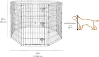 Amazon Basics Foldable Octagonal Metal Exercise Dog Playpen - Indoor/Outdoor, Single Door, Large (8 Panels, 24 x 42), Easy to assemble and store, 42" - Large, Black