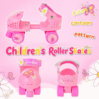SULIFEEL Kids Adjustable Quad Roller Skates for Girls and Boys – Fun for Kids & Family - Butterfly Pink - image 2