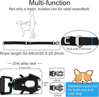 20” Strong Short Leash for Dog, Heavy Duty Bungee Dogs Leash with Padded Handle Car Seatbelt, Small Dog Training Leashs for Large or Medium Dogs - Can be Used with Other leashes (Black)