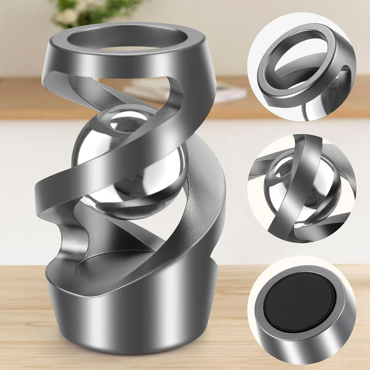 DOLASEV kinetic spinning desk toy in CNC machined metal, rose gold - view 15