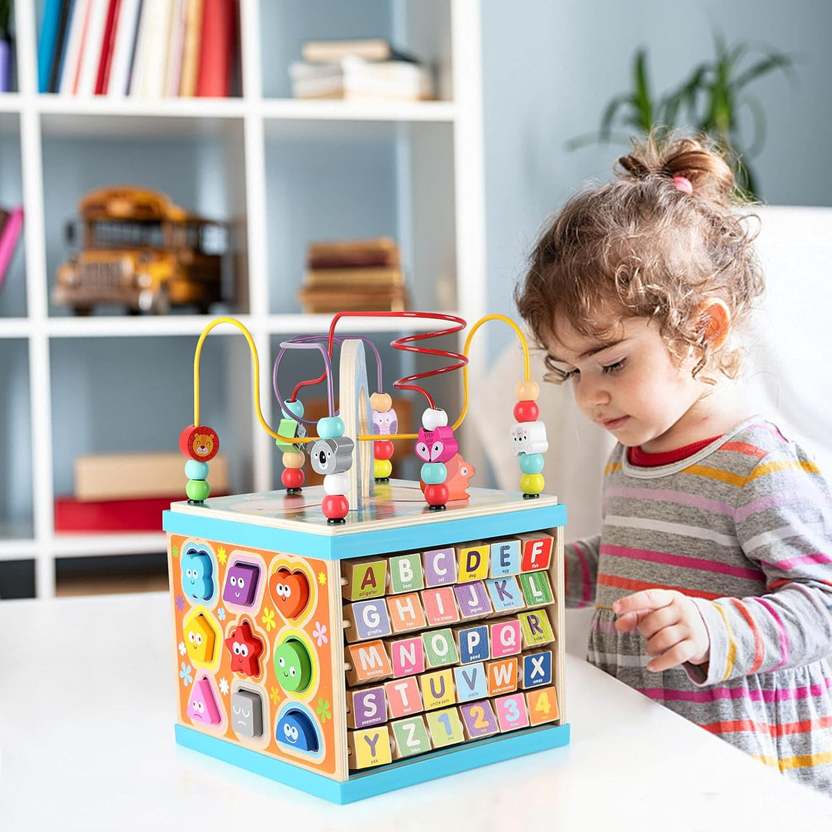 Qilay 5-in-1 Wooden Activity Cube for Toddlers 1-3 - image 2