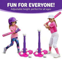 TOMLEON t-ball set for kids with adjustable batting tee, bat, six large balls and storage net - view 2