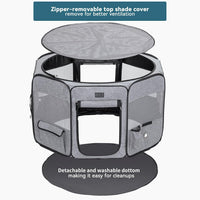 PETSFIT Portable Dog Playpen 36", Removable Waterproof Mat - Grey / Large (45.5"x45.5"x28.5", 2 Doors) - image 4