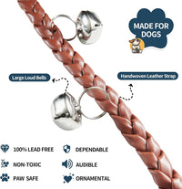 Leather Dog Doorbells to Go Outside, Brass Potty Training Bell – Essentials for Dogs - Brown Twist Silver Bells - image 2