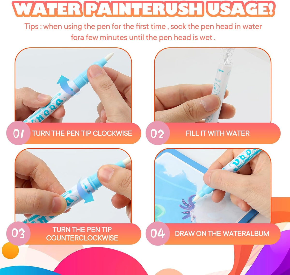 5 Pack Reusable Water Coloring Book for Toddlers – Fun for Kids & Family - Coloring Book / 5 Pack - image 2
