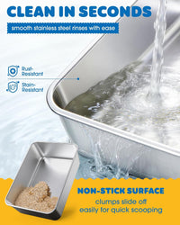 Powools Stainless Steel Cat Litter Box, High-Sided, M - XL (1 Pack) / Grey - image 3
