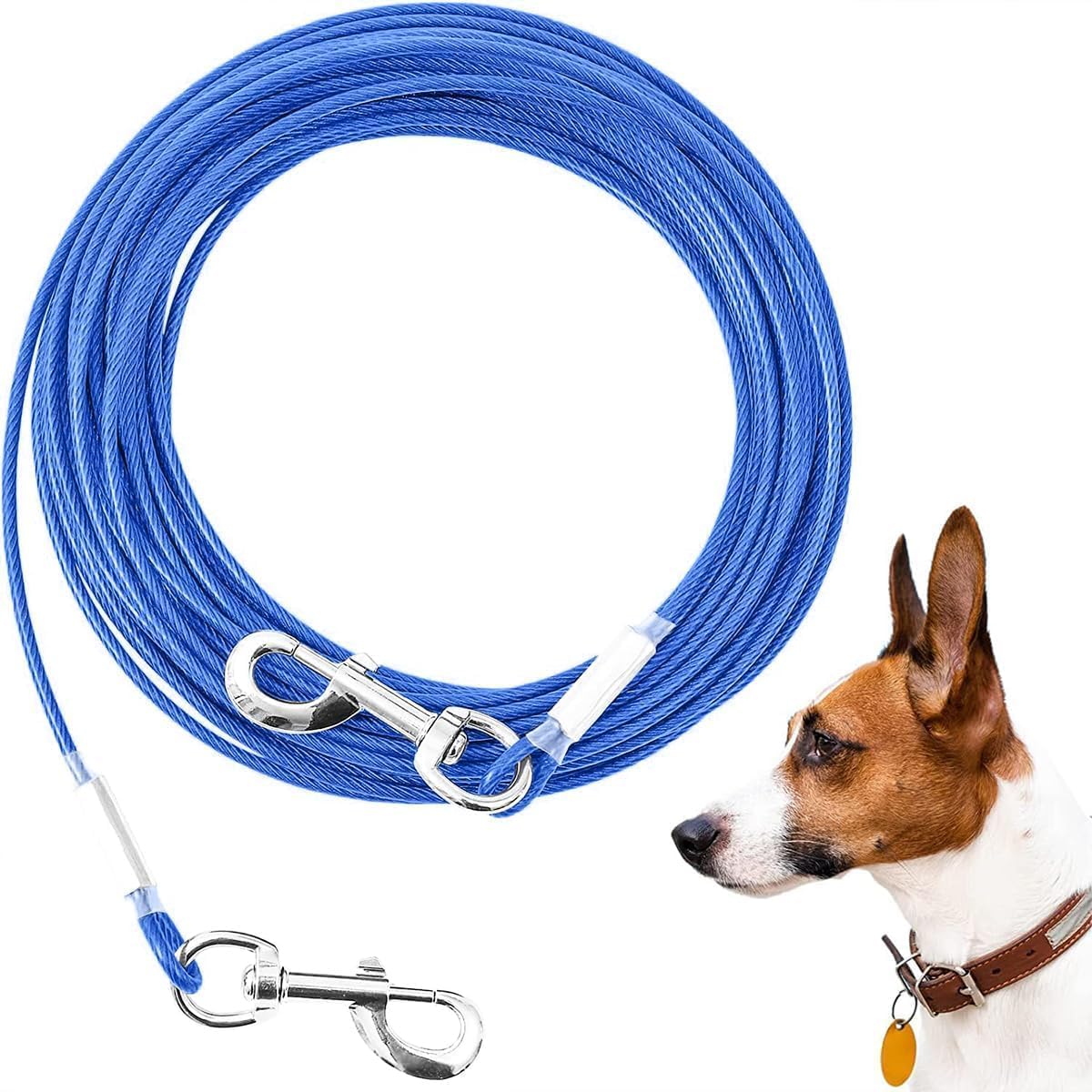 10/15/20/25FT Dog Tie Out Cable - Blue / 125Ibs 20ft