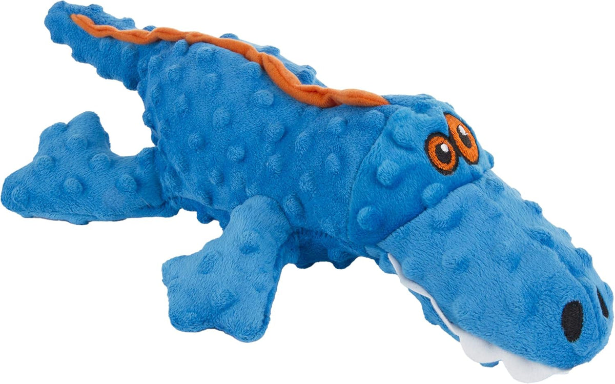 goDog Gators Squeaky Plush Dog Toy with Chew Guard Technology - Blue / Large