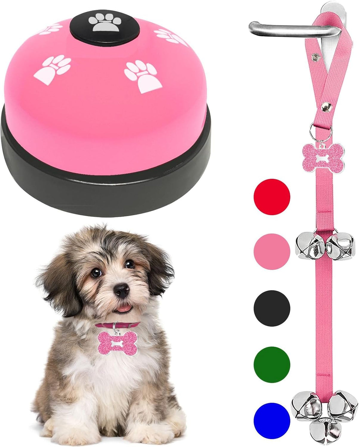 2 Pcs Dog Door Bells Dog Doorbell to go Outside Puppy Train Bell - Pink