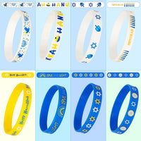 JUNEBRUSHS 24pcs Halloween Silicone Bracelets - Hanukkah Style - image 3