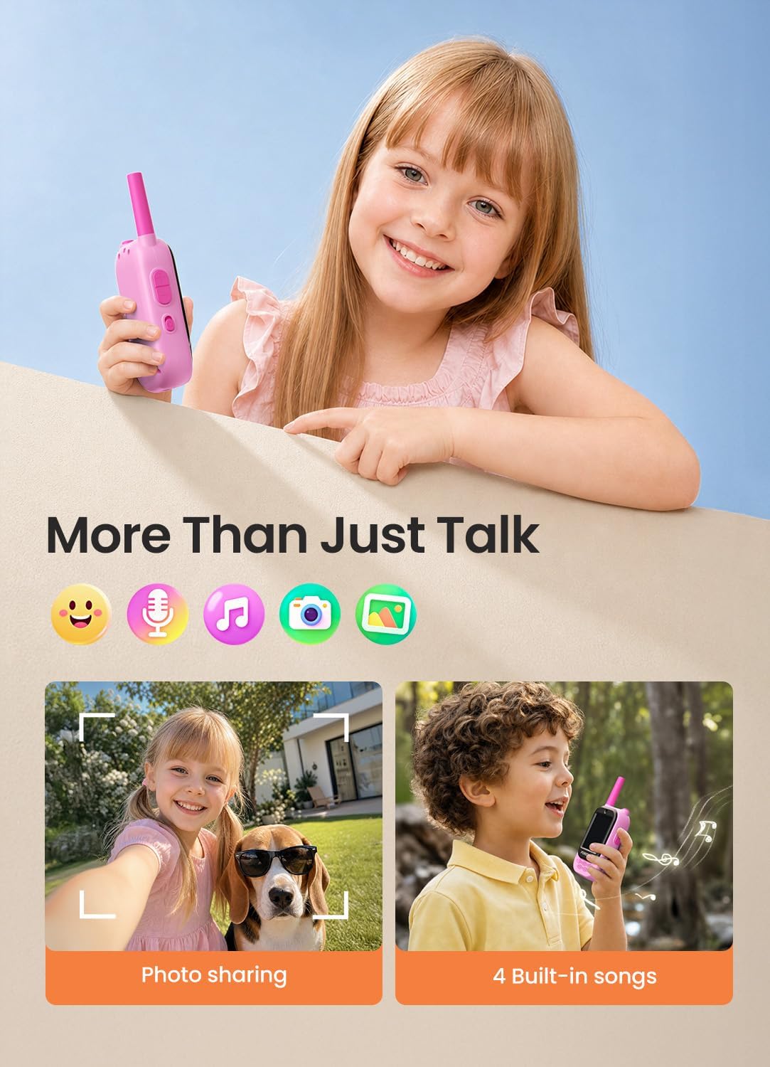 FOREDOM video walkie talkies for kids with HD screens, 2-pack - view 12