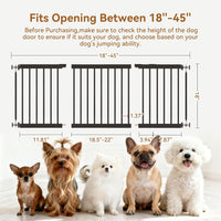 Dog Gate Indoor,18"-45" Adjustable Extra Wide Metal Short Dog Gate to Step Over, 10" Tall Small Pet - 18-45''W*18''H / Black - image 2