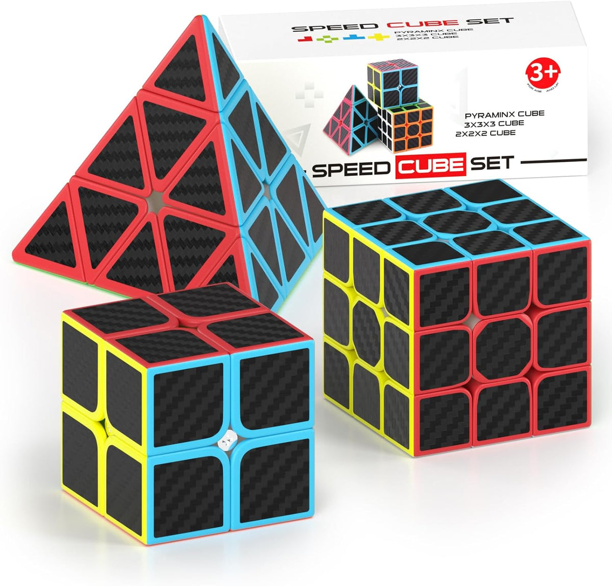 Vdealen Speed Cube Set, 2x2x2 3x3x3 Pyramid Magic Cube Set - Multiple Colors
