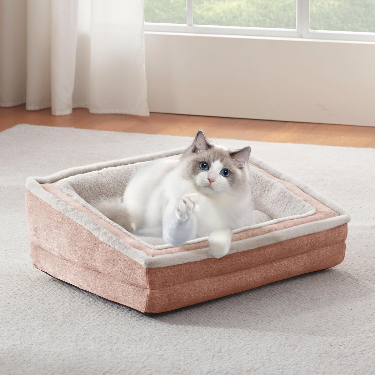 Cat Couch for Pets, Washable Cat Beds for Indoor Cats - Pink / 24"L x 18"W x 8"Th