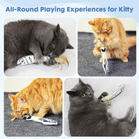 Snowlove 3-Pack Cute Catnip Feather Toys with Silvervine Rope & Bells
