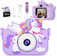 Alotwan unicorn kids camera with silicone case, 2.4-inch screen and lanyard - view 3