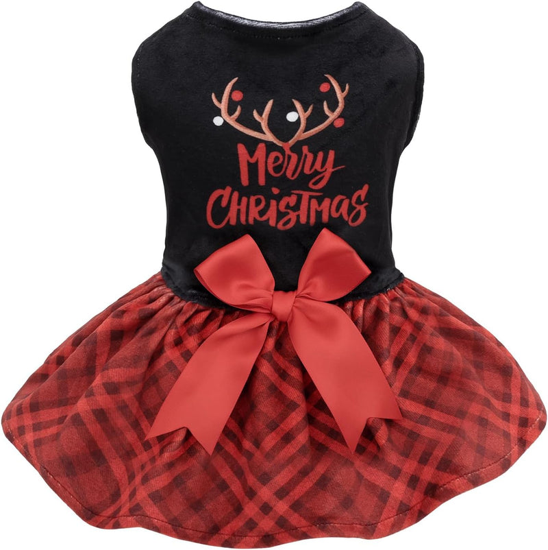 CuteBone Happy Thanksgiving Day Dog Fall Dress Costume Velvet - C06-Merry Christmas / Small