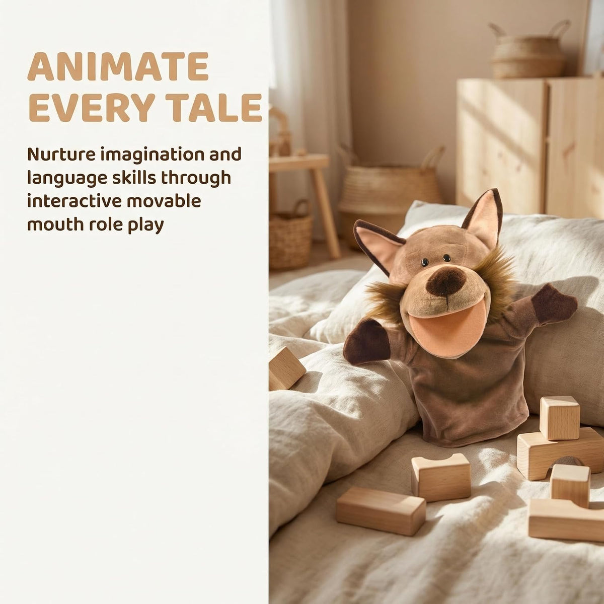 Animal Hand Puppets for Kids - New Wolf - image 3