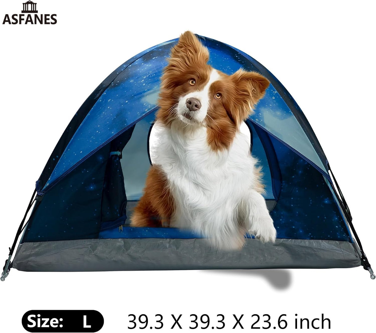 ASFANES Foldable Pet Tent for Medium Dogs & Cats - Navy Blue / L - image 2