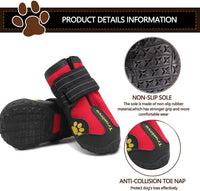 Set of 4 red anti-slip dog shoes with rubber soles and adjustable straps - view 3