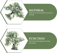POPETPOP Aquarium Bonsai Tree Plant: Artificial Plants Flower Ornament - Fish Bowl Ornament for Freshwater and Saltwater Decor 4.13 X 2.36 X 10.62 Inch