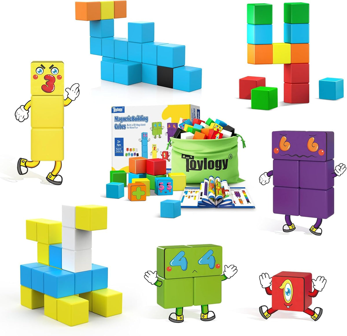 48PCS Large Magnetic Blocks - World Number Sticker / Beginner