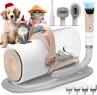 Dog Grooming Vacuum, All-in-One Pet Grooming Kit with Hair Clipper & Shedding Brush, Low Noise - Pink