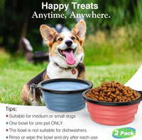 Pawaboo Collapsible Travel Dog Bowls 2 Pack with Lids&Carabiners - 450ml(Pack of 2) / Light Pink + Blue - image 3