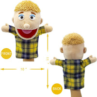 Family Hand Puppets,Puppets for Kids Role Paly Family Members 13.4 INCH Multi-Ethnic Puppets Plush - Big F-boy - image 2
