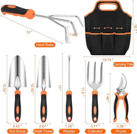 Gardening Tool Set, CHRYZTAL Stainless Steel Heavy Duty Gardening Tool Set, with Non-Slip Rubber Grip, Storage Tote Bag, Outdoor Hand Tools, Ideal Gardening Gifts for Women