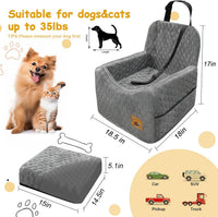 Dog Car Seat for Small/Medium Dogs, Memory Foam Dog Booster Seat - Gray / Medium - image 2