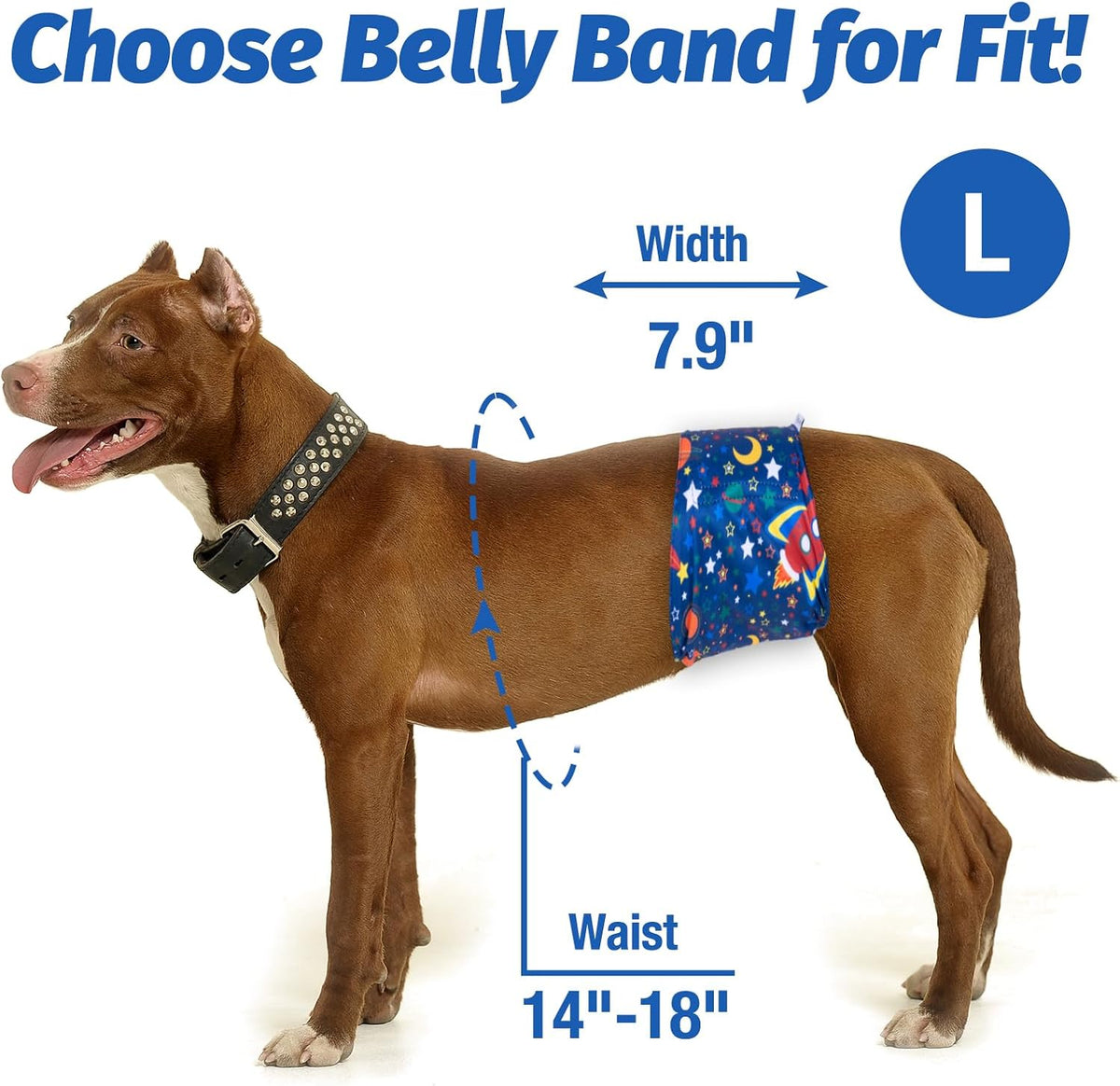 Pet Soft Dog Belly Band, Washable Dogs Belly Bands for Male Dogs - Space / Large (14''-18'') - image 3