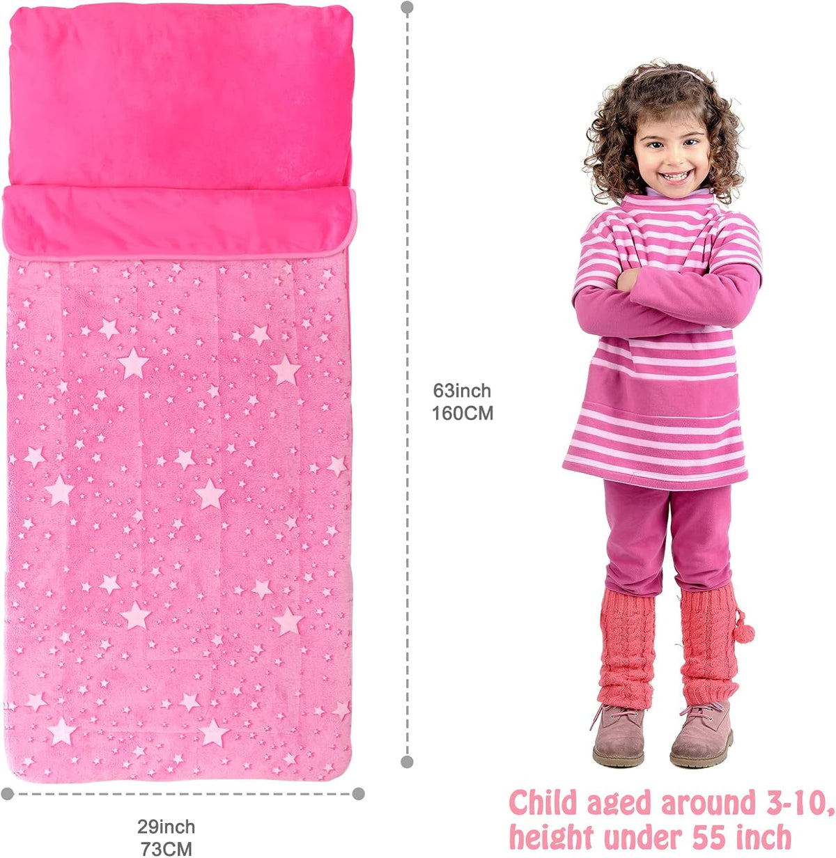 Kids Sleeping Bag for Girls & Boys - pink - image 4