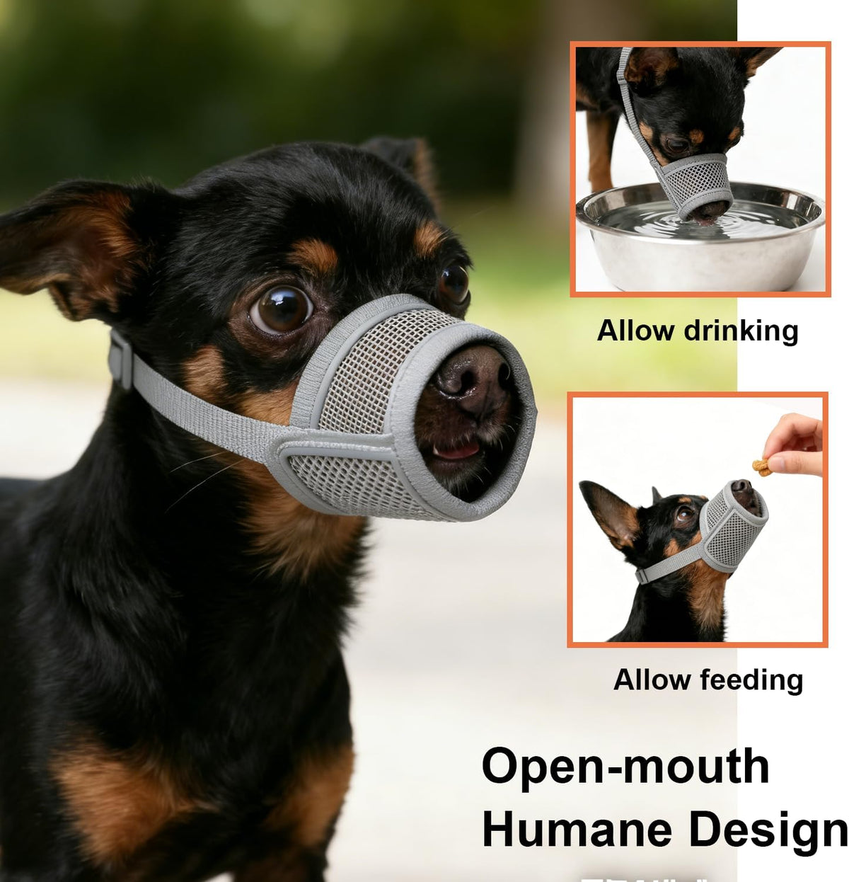 Dog Muzzle for Small Medium Large Dogs Soft Air Mesh Muzzles – Essentials for Dogs - Grey / M (Snout 7¼"-8") - image 2