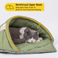 Cat Sleeping Bag Cave Bed with Non-Slip Bottom – Essentials for Cats - Green with Support / M - image 2