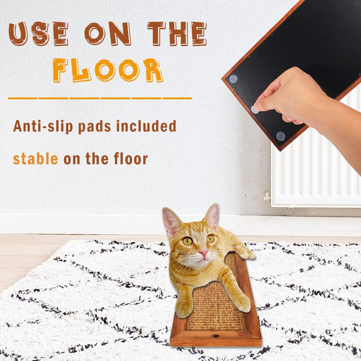 Cat Scratching Post, Wooden Sisal Cats Wall Scratcher - 2 PCS Brown - image 2