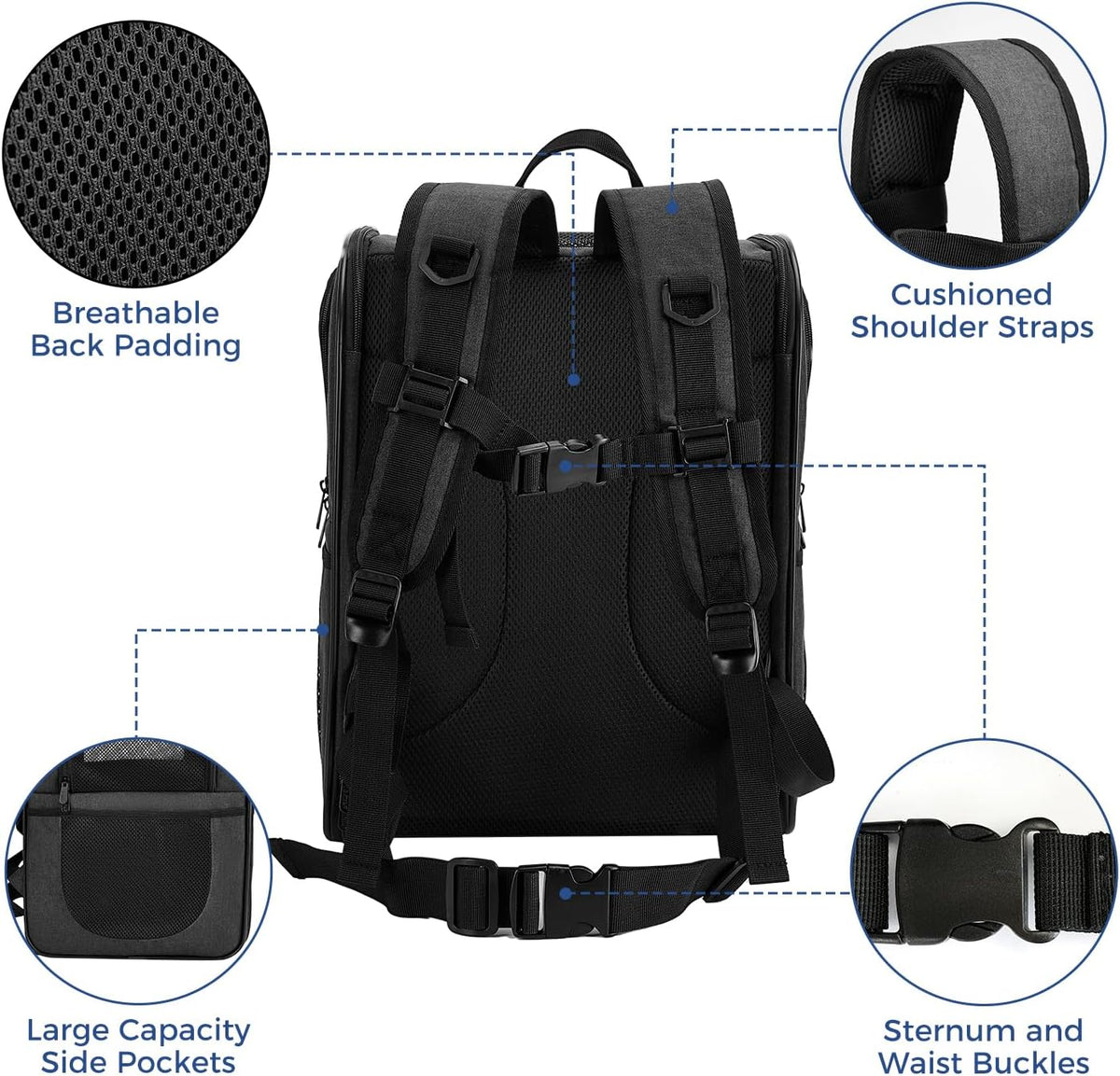 Apollo Walker Cat Backpack Carrier, Support Frame - Black / Medium-Standard - image 4