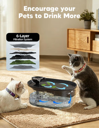WOPET 8L 2.1 gallon dog water fountain with viewing window and blue LED pump light - view 4