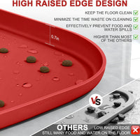 SMILOOL Waterproof Silicone Pet Food Mat with Raised Edge for Dog - Red / 12"L x 12"W - image 3