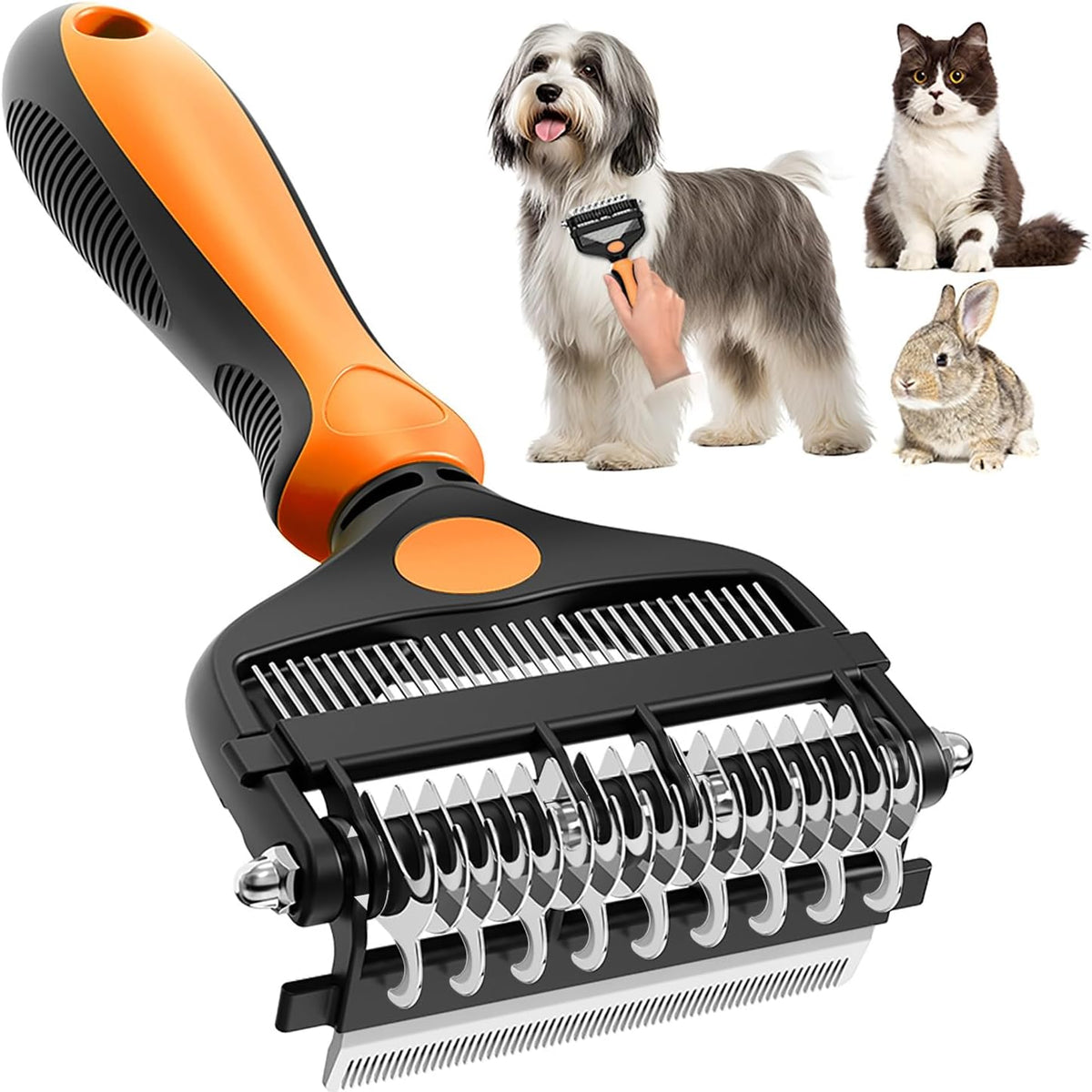 3-in-1 Professional Pet Grooming Brush for Dogs & Cats - Organge