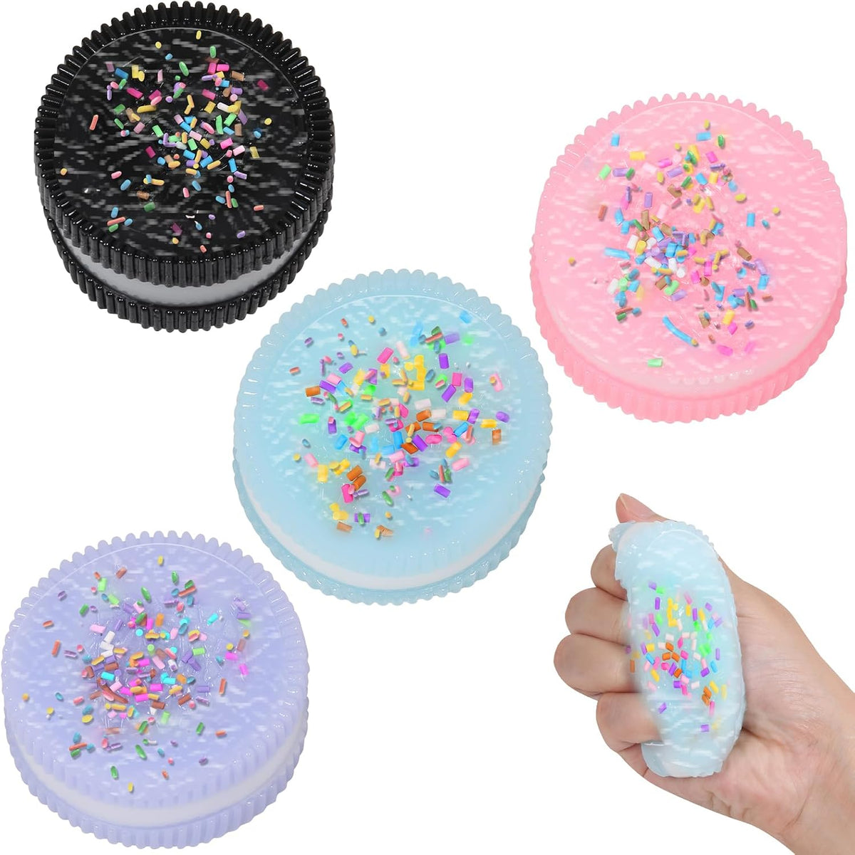 3pcs Squishy Textured Stress Balls Silky Fidget Toys - 4pcs-cookie