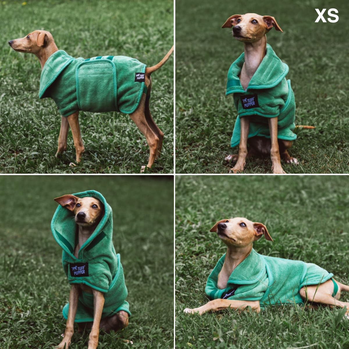 Tuff Pupper Fast Drying Dog Bath Robe - Green / X-Small - image 3