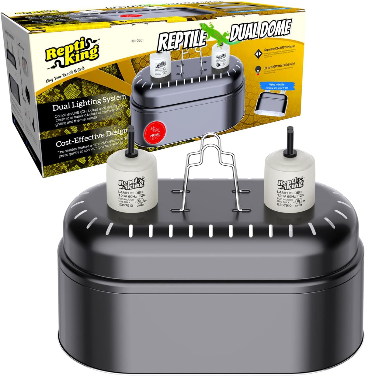 Reptile Light Fixture, 5.5'' Standard Dome for Reptile Basking Bulb Light/Heat Lamp/Ceramic Heat - 1-Pack / Dual Deep Dome