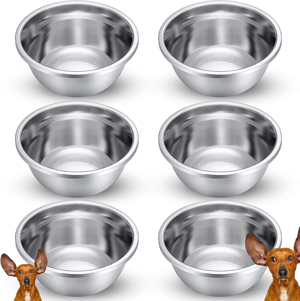 10 Pcs 8 Cup Metal Dog Bowls Stainless Steel Food Dish – Essentials for Dogs - 6